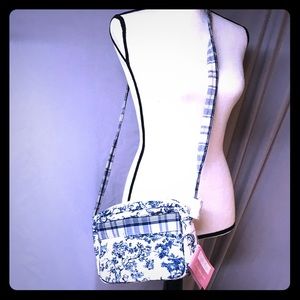 NWT Blue and cream vintage print crossbody bag